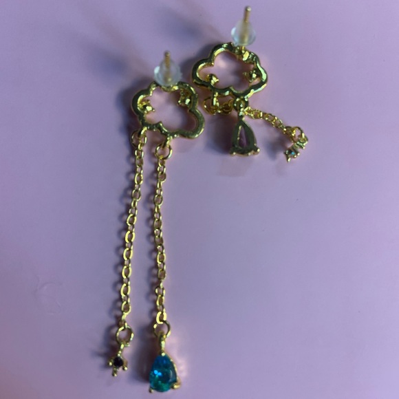 ☁️💧 New Korean clouds and crystal earrings plated sterling silver - Picture 4 of 7